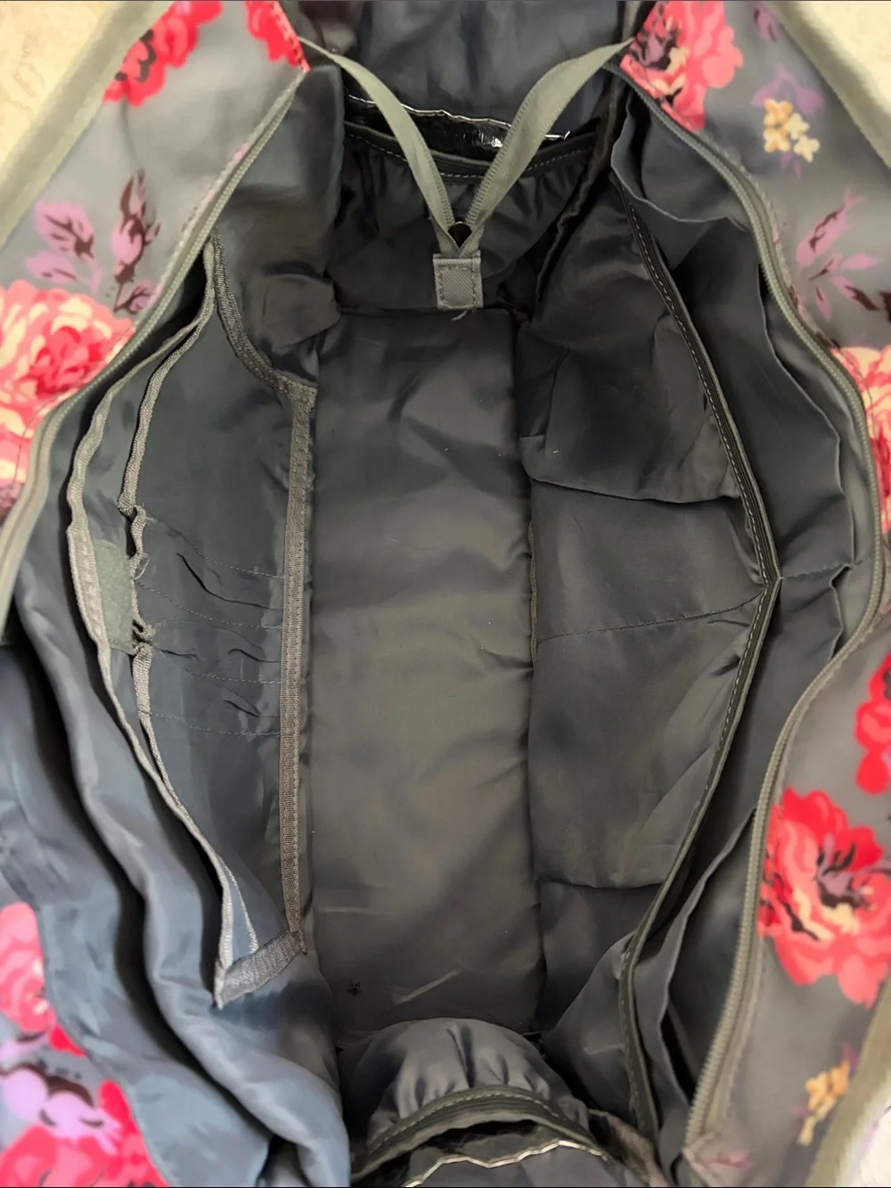 Ranken Floral Gray Baby Bag Tote Diaper a bag with Pink Rose Print